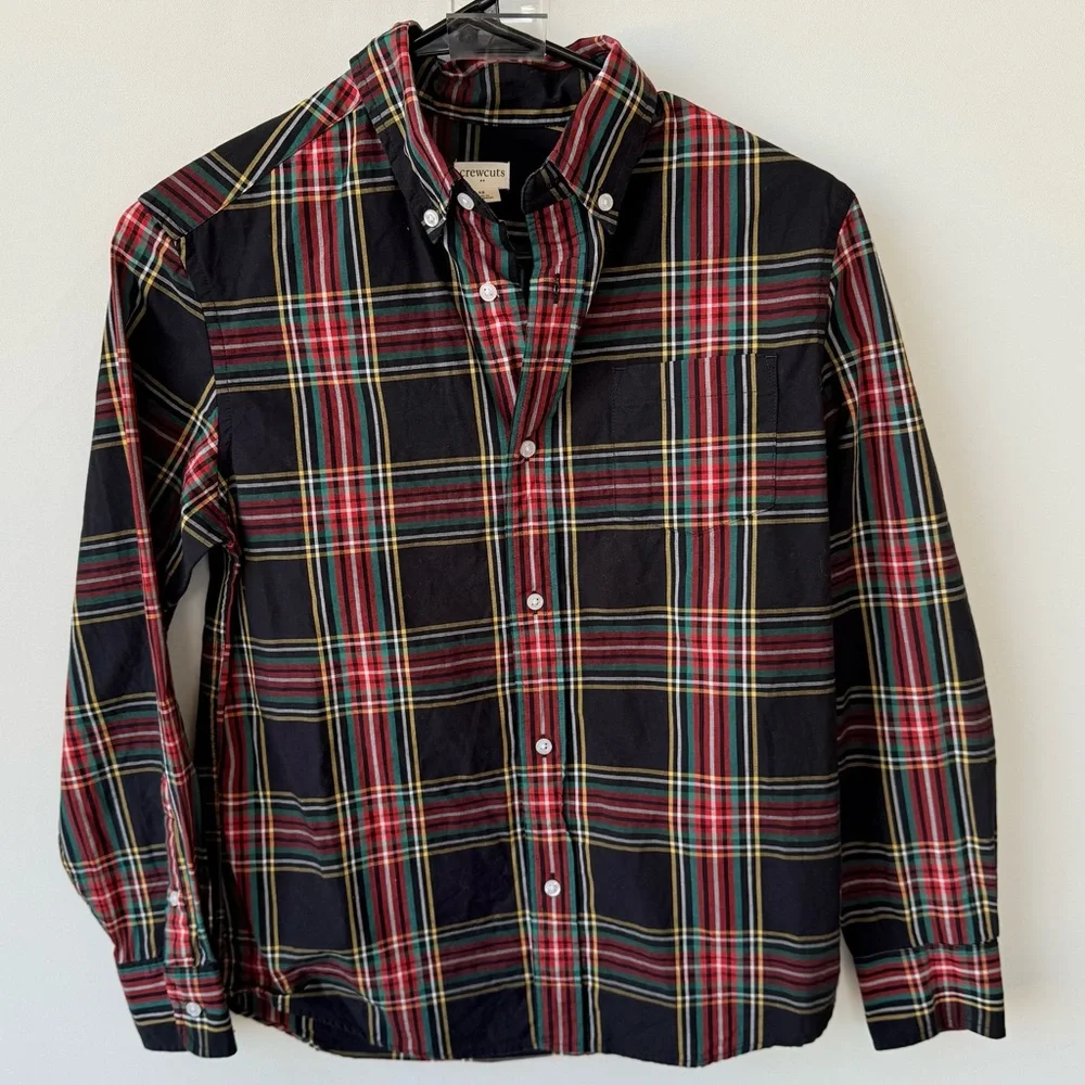 J. Crew Boys' stretch poplin button-down in Stewart tartan size 12